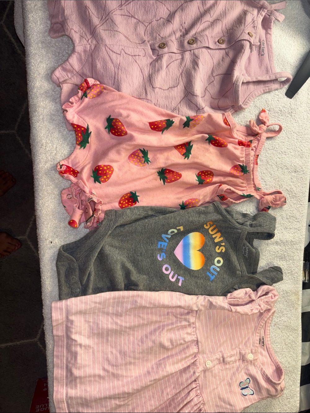 Girls Pink Strawberry One-Piece Rompers bundle